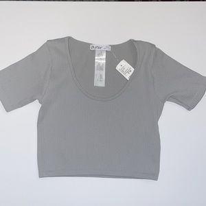 Aster Gray Crop Top Junior Size Small